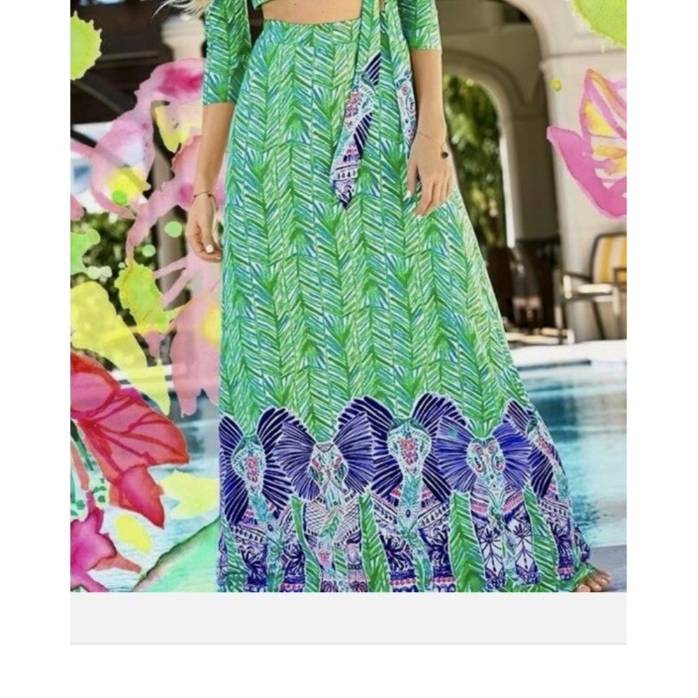 Lilly Pulitzer Maxi Skirt Woman's Costa Verde Size XS Elastic Waist Tropical‎